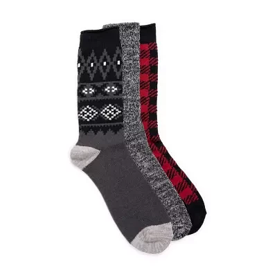 Muk Luks Microfiber Mens Multi-Pack 3 Pair Boot Socks