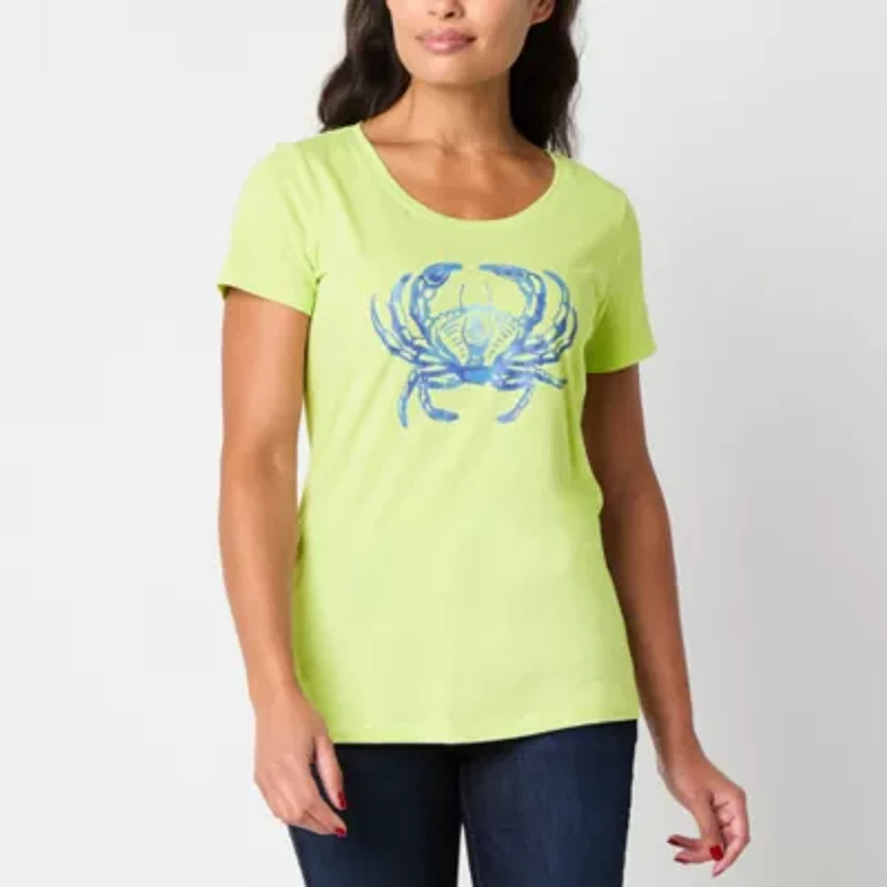 St. John's Bay Womens Crew Neck Short Sleeve T-Shirt