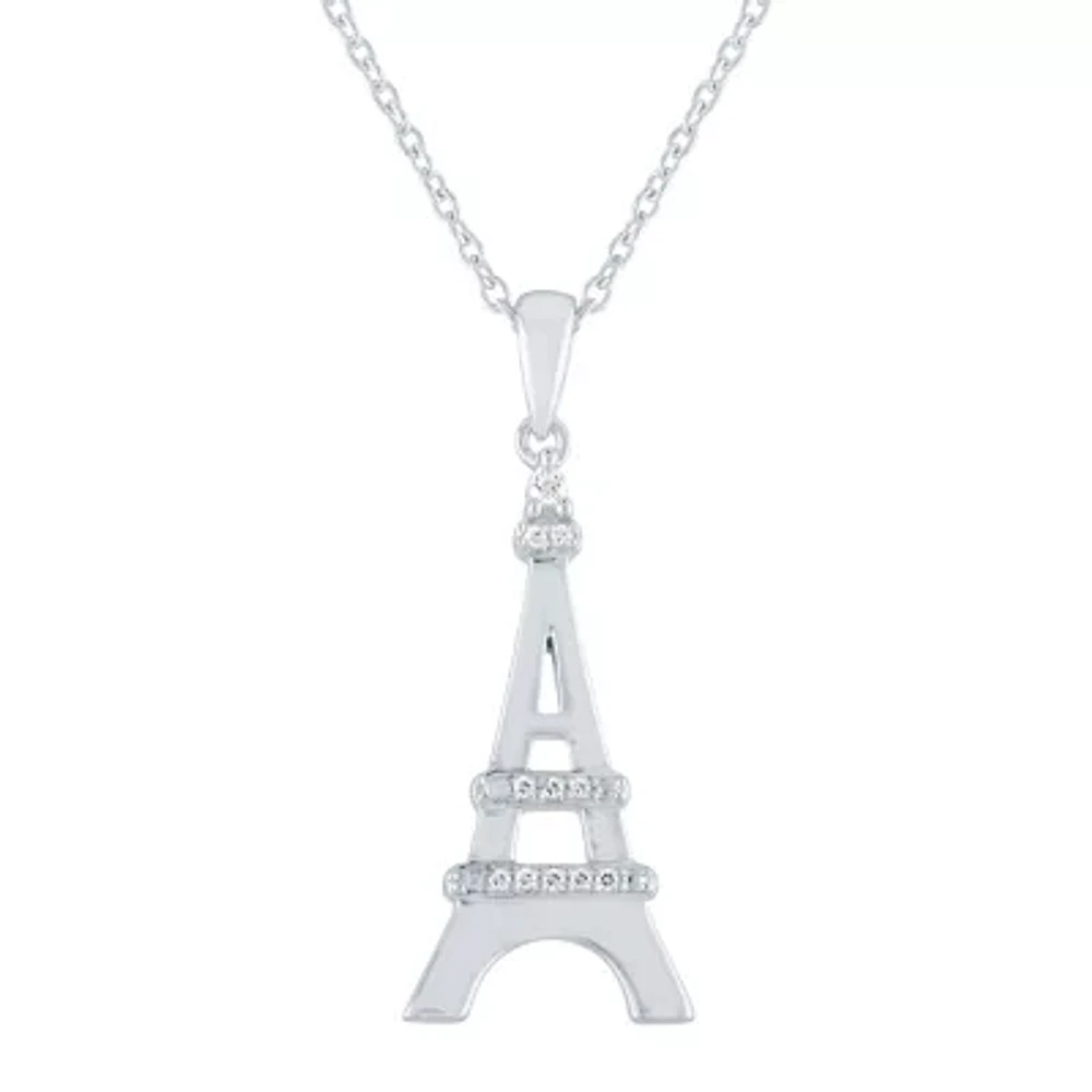 Diamond Accent "Explorer" Womens Diamond Accent Natural White Diamond Sterling Silver 18 Inch Pendant Necklace