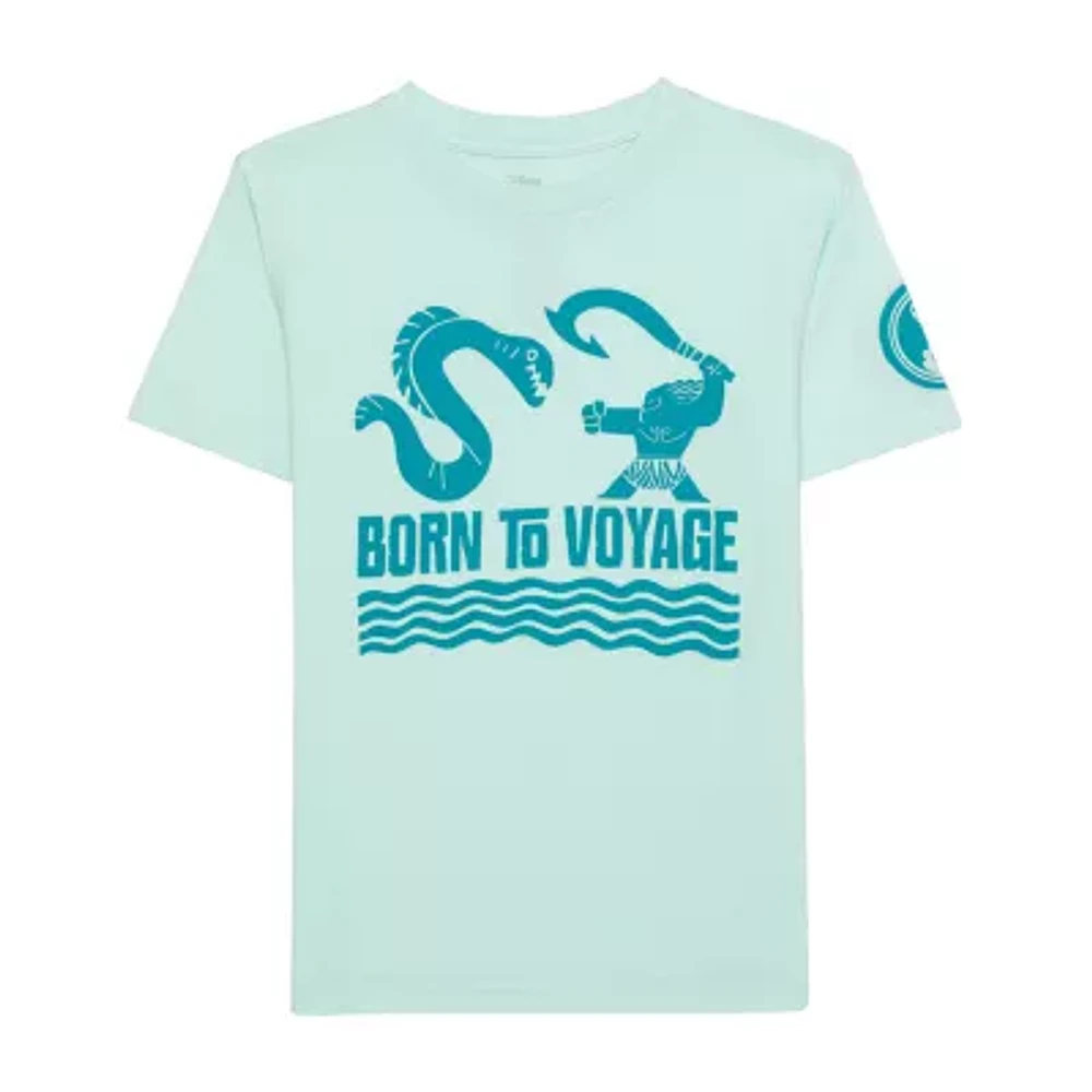 Disney Collection Maui Little & Big Kid Boys Short Sleeve Classic Fit Moana Graphic T-Shirt
