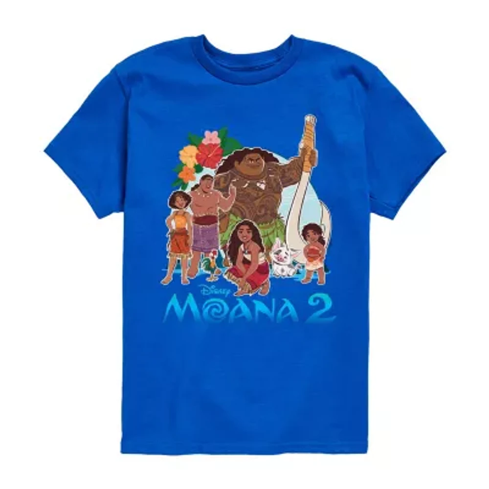 Disney Collection Little & Big Kid Boys Crew Neck Short Sleeve Moana Graphic T-Shirt