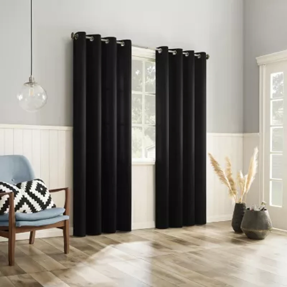 No 918 Brandon Magnetic Closure Grommet Top Light-Filtering Set of 2 Curtain Panel