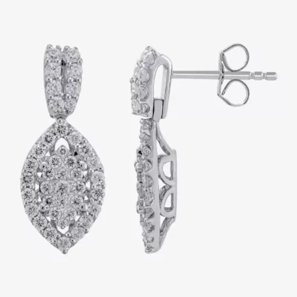 Diamond Blossom (H-I / I1) Womens 1 CT. T.W. Lab Grown White Diamond 10K White Gold Marquise Drop Earrings
