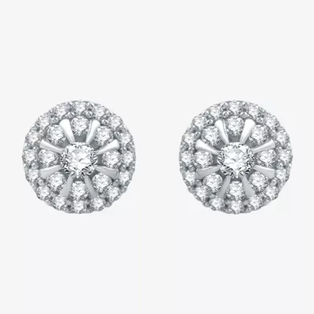 1/2 CT. T.W. Natural White Diamond 10K White Gold 7.9mm Round Stud Earrings