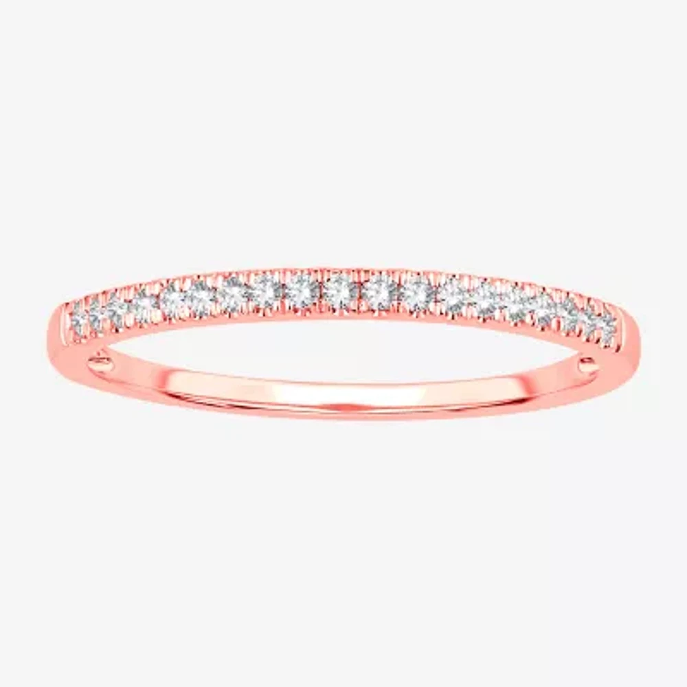 Womens 1/10 CT. T.W. Genuine White Diamond 10K Gold Wedding Band