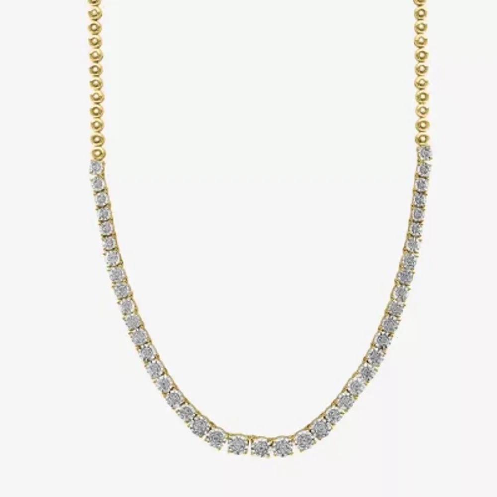 Effy Womens Diamond Sterling Silver 18 Inch Tennis Necklace
