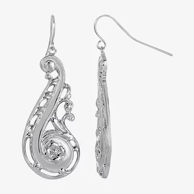 1928 Silver Tone Womens Drop Earrings
