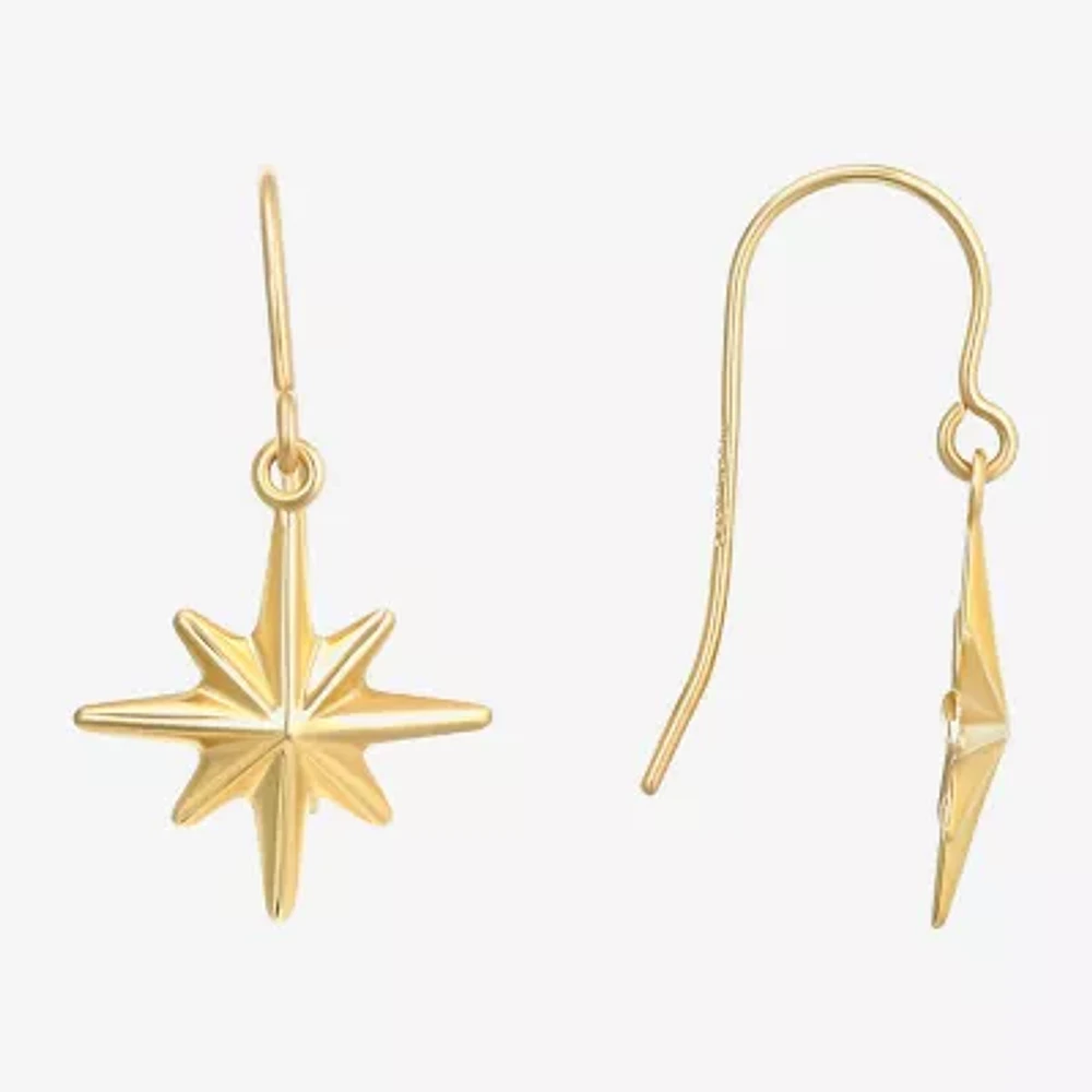 North Star Womens 14K Gold Star Drop Earrings
