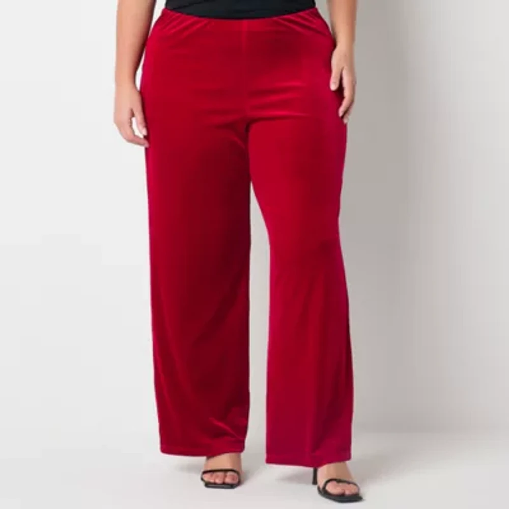 Premier Amour Velvet Womens Wide Leg Plus Pull-On Pant