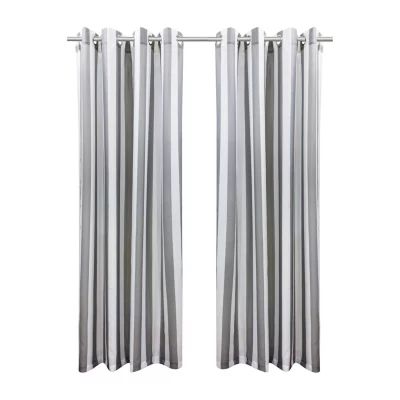 Seascapes Stripe Grommet Top Light-Filtering Set of 2 Outdoor Curtain Panel