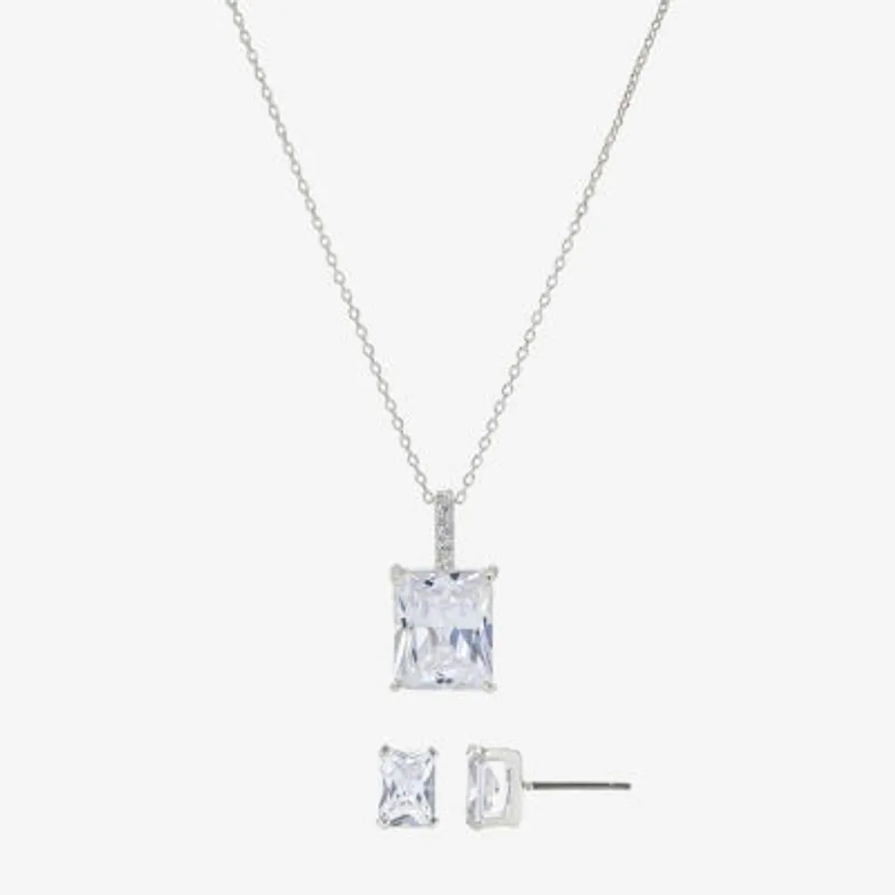 Sparkle Allure Womens Crystal Pure Silver Over Brass Rectangular 2-pc. Jewelry Set