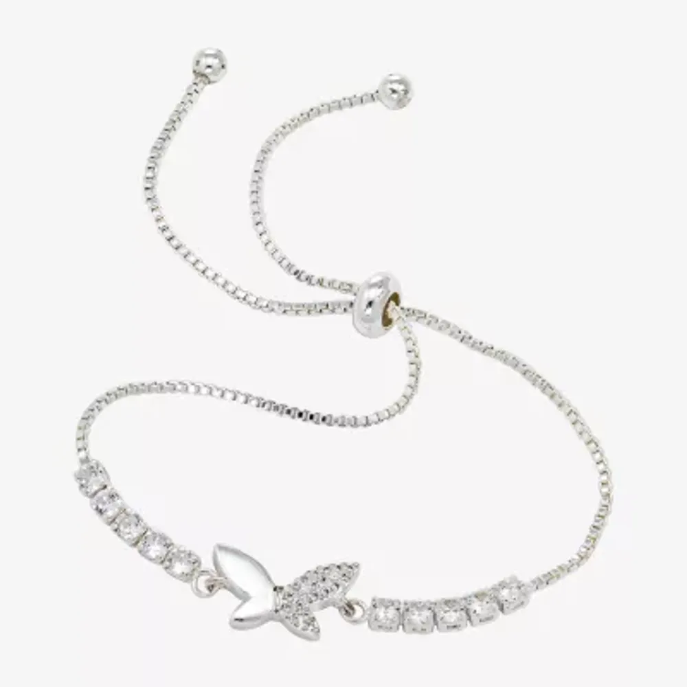 Sparkle Allure Womens Cubic Zirconia Butterfly Bolo Bracelet