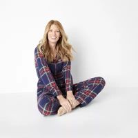 Liz Claiborne Womens Long Sleeve 2-pc. Flannel Pant Pajama Set