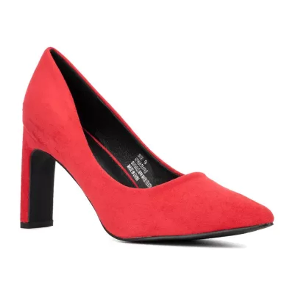New York & Company Luisas Womens Pointed Closed Toe Block Heel Pumps