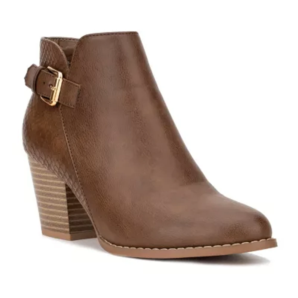 New York & Company Womens Jamieie Stacked Heel Booties