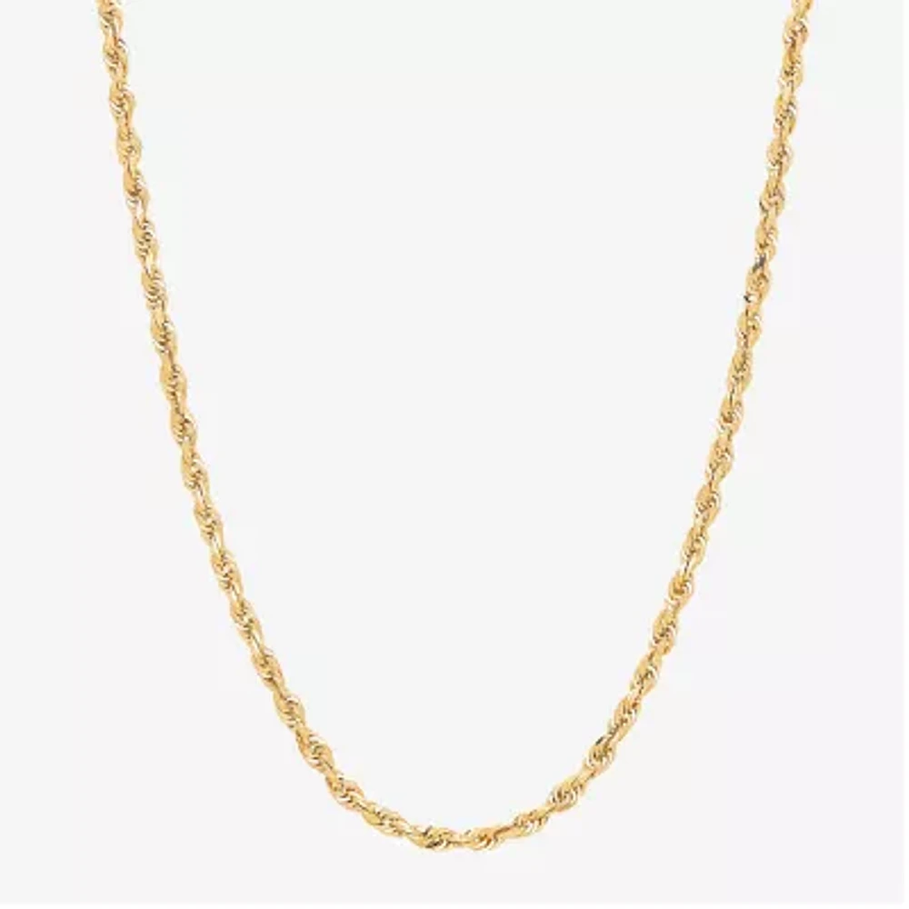 Womens 10K Gold 20 Inch Rope Chain Necklace