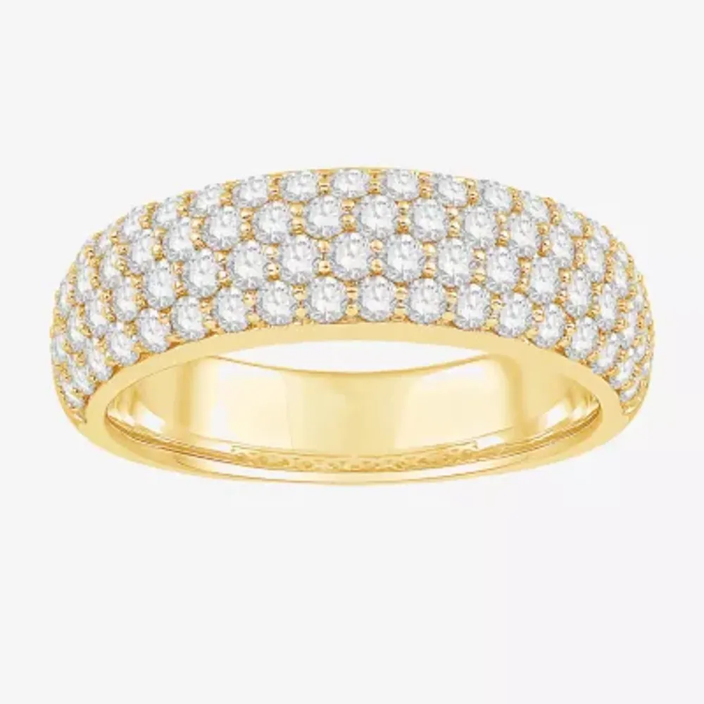Micro Pave Womens 5.5MM 1 1/2 CT. T.W. Natural White Diamond 10K White Gold Anniversary Wedding Band