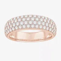 Micro Pave Womens 5.5MM 1 1/2 CT. T.W. Natural White Diamond 10K Rose Gold Anniversary Wedding Band