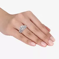 Womens 1/3 CT. T.W. Natural White Diamond Sterling Silver Cushion Halo Bridal Set