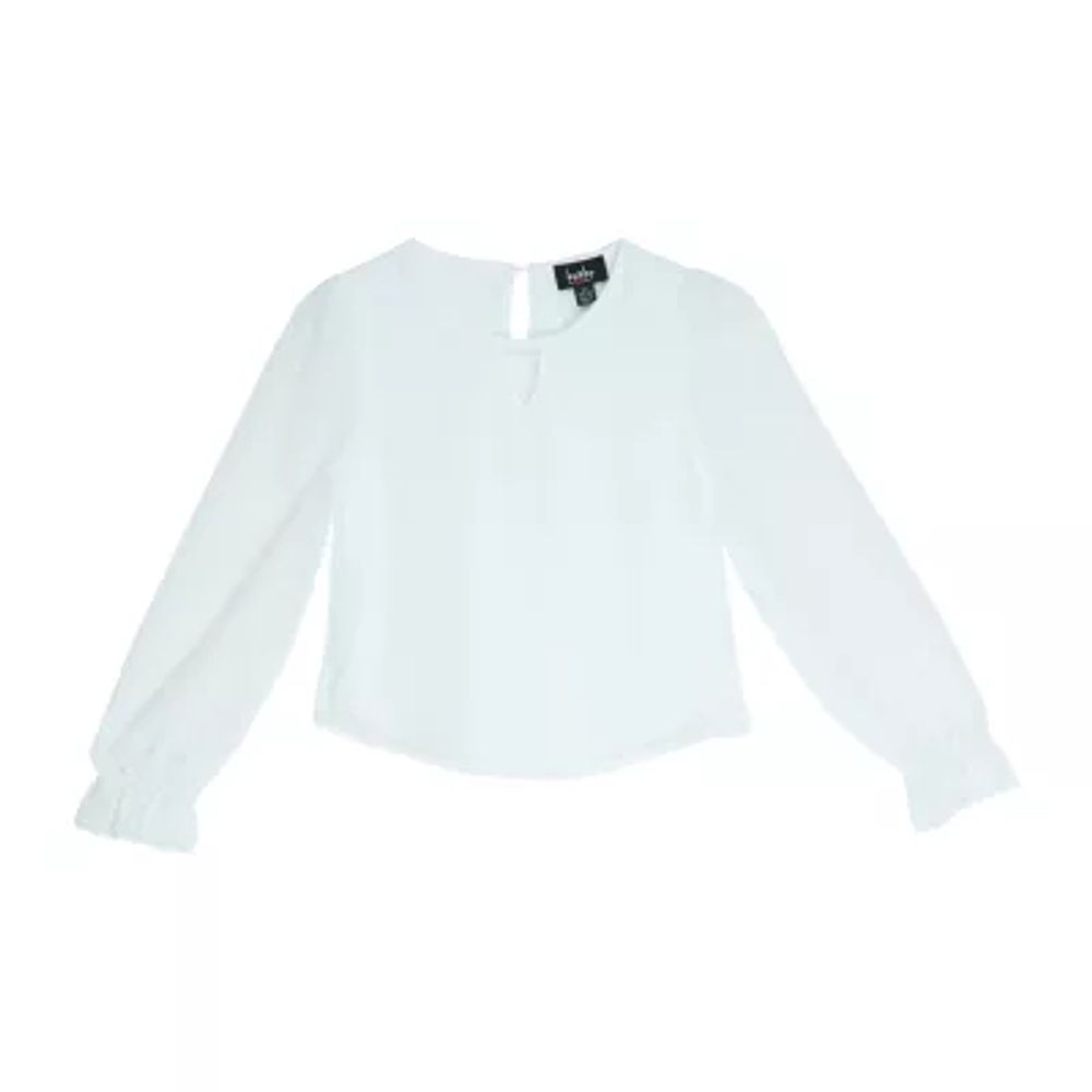 Byer California Little & Big Kid Girls Keyhole Neck Long Sleeve Blouse