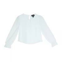 Byer California Little & Big Kid Girls Keyhole Neck Long Sleeve Blouse