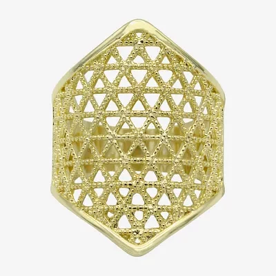 Sparkle Allure Woven Shield Womens 14K Gold Over Brass Cocktail Ring