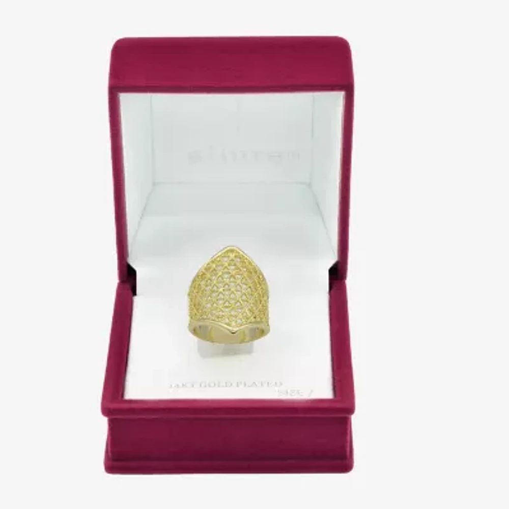 Sparkle Allure Woven Shield Womens 14K Gold Over Brass Cocktail Ring