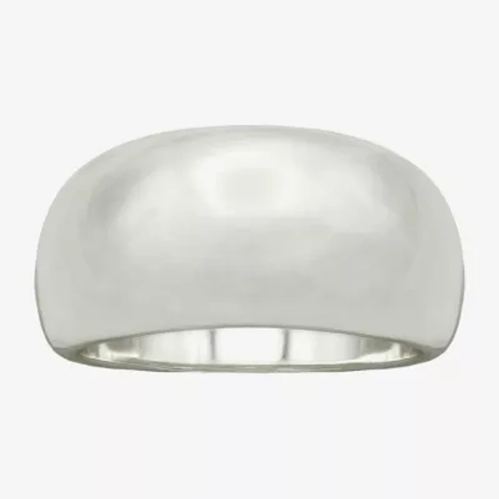 Sparkle Allure Polished Dome Womens 4MM Pure Silver Over Brass Band