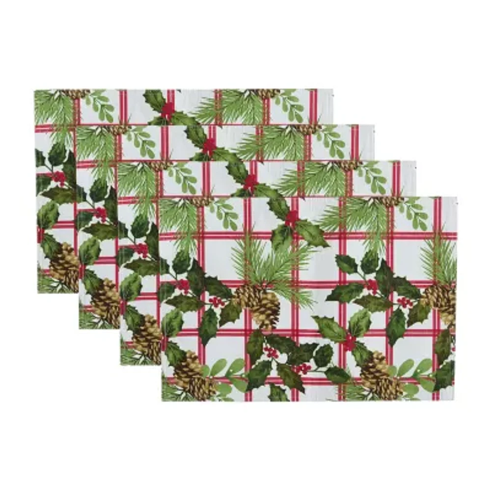 Elrene Home Fashions Pinecone Plaid Holiday Fabric 4-pc. Placemat