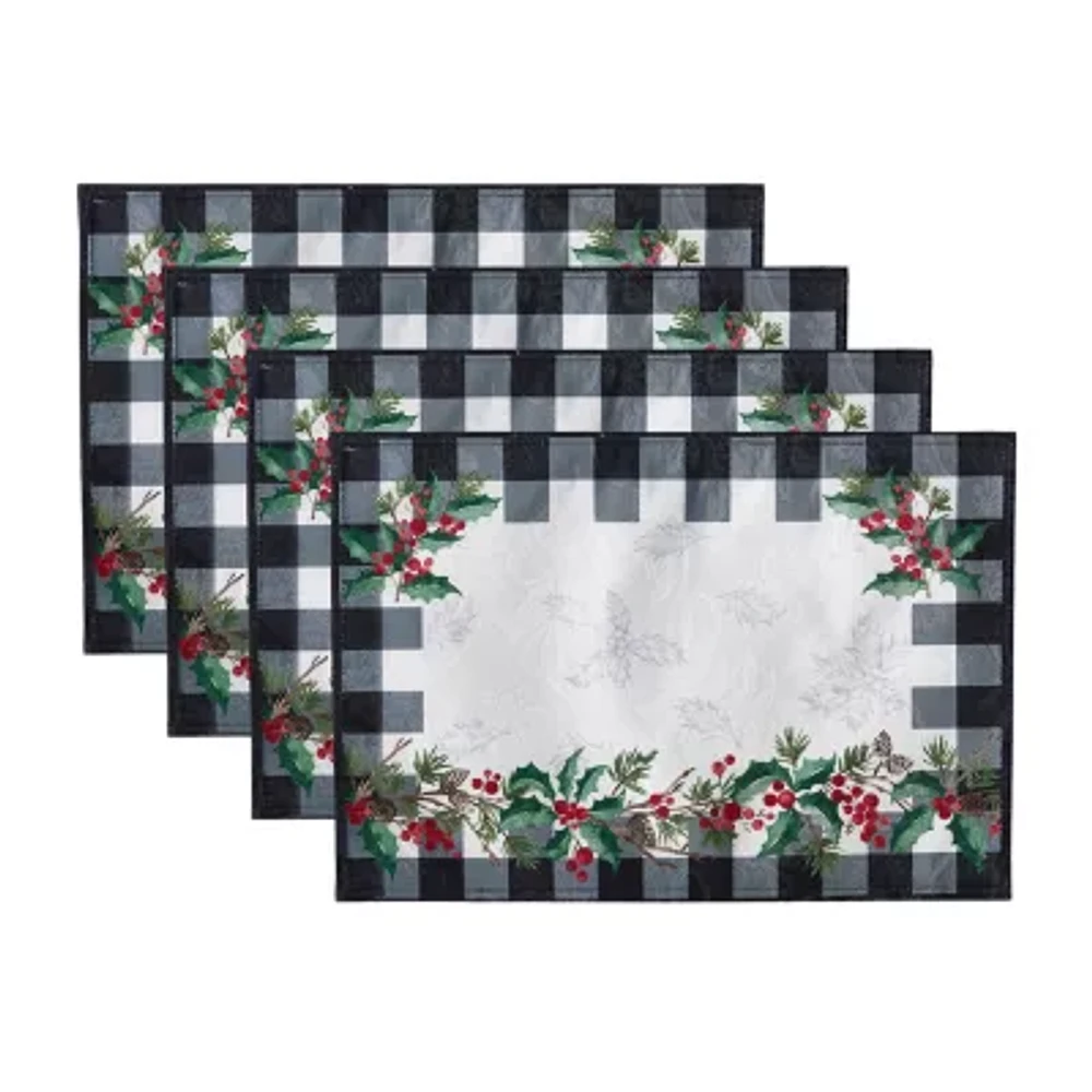 Elrene Home Fashions Holly Farmhouse Charm Holiday Fabric 4-pc. Placemat