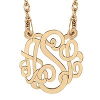 Personalized 10mm Script Monogram Initial Pendant Necklace