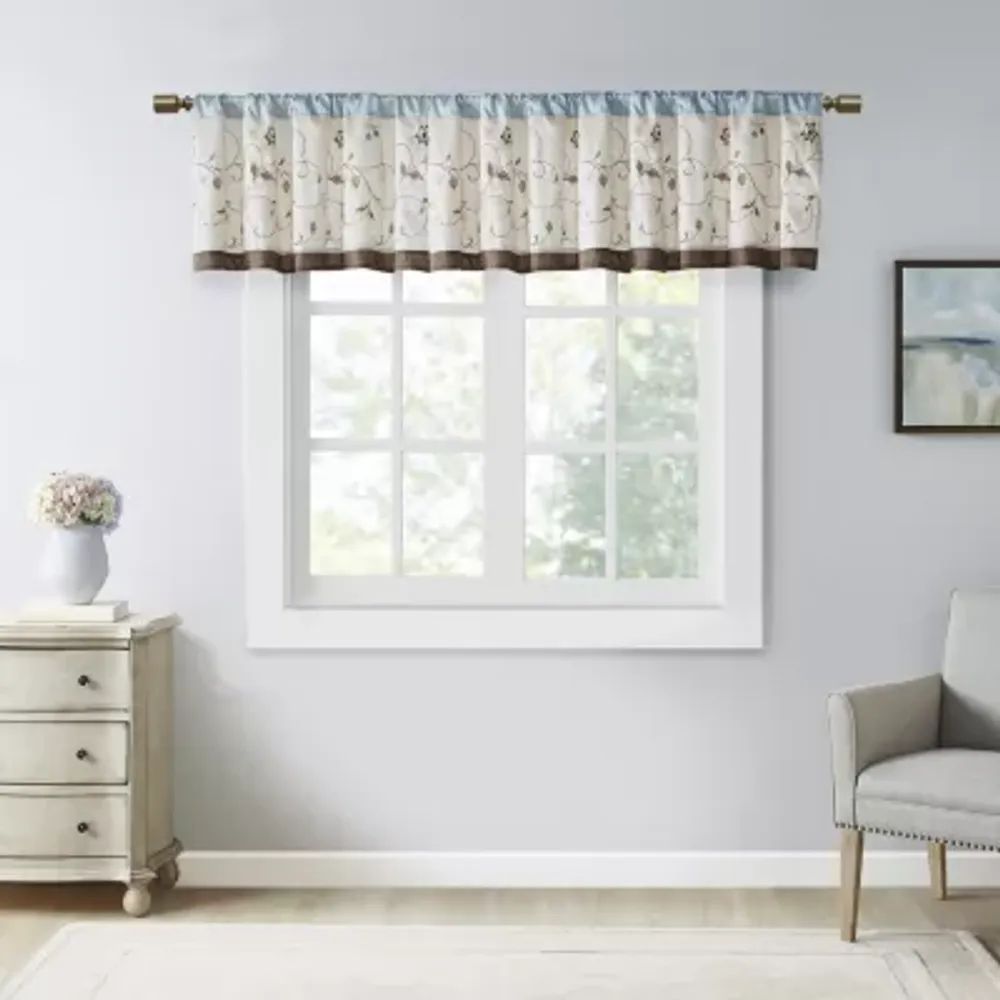 Madison Park Belle Embroidered Rod Pocket Tailored Valance