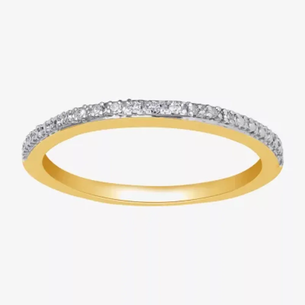Surrounded by Love Womens Diamond Accent Natural White 14K Gold Over Silver Sterling Wedding Band