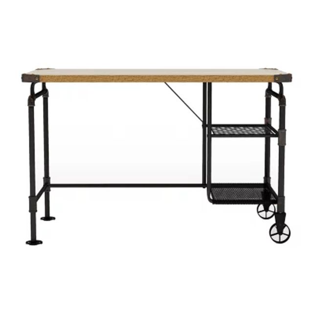 Sigourney 2 Shelves Wheeled Writing Desk