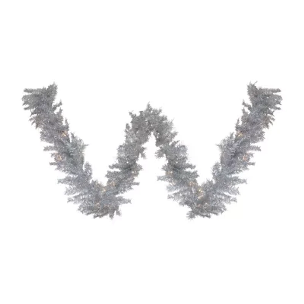Northlight Silver Tinsel Clear Lights Pre-Lit Christmas Outdoor Garland