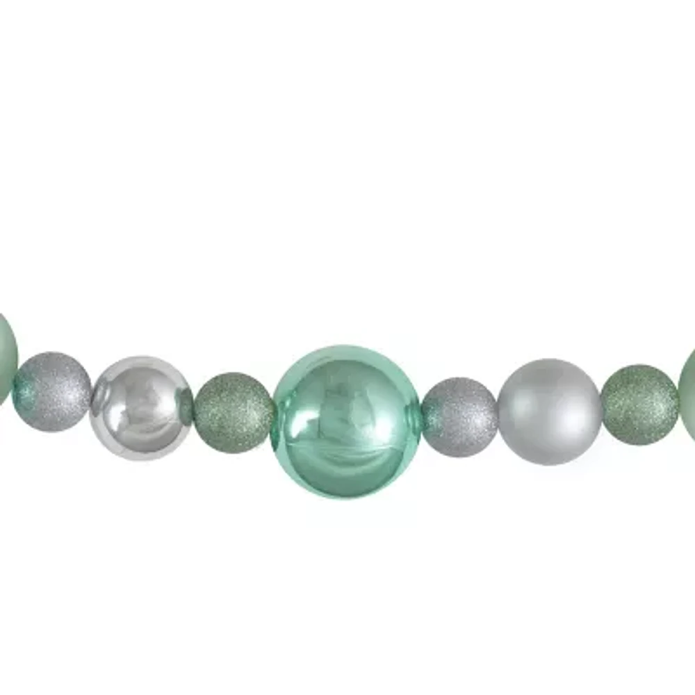 Northlight Silver And Seafoam Green 3-Finish Ball Christmas Indoor Garland