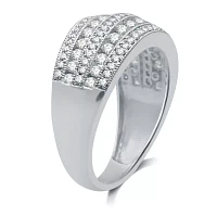 Womens 2mm 1 CT.T.W. Natural Diamond 10K White Gold Anniversary Band