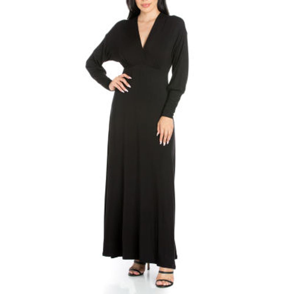 24seven Comfort Apparel Womens Long Sleeve Maxi Dress