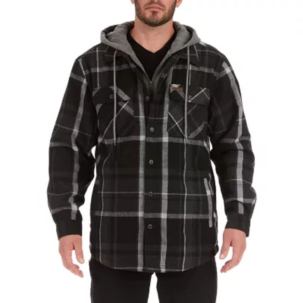 Smiths Workwear Sherpa Flannel Mens Hooded Lined Midweight Shirt Jacket