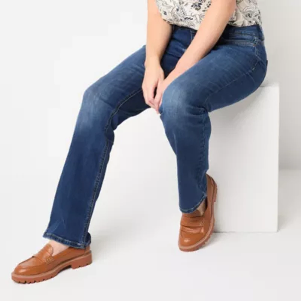 Liz Claiborne Sara Bootcut Womens Mid Rise Regular Fit Tall Slim Pant