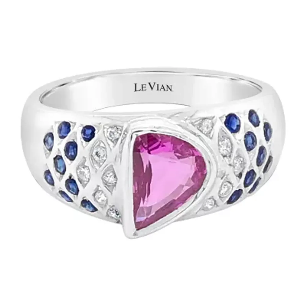 LIMITED QUANTITIES! Le Vian Grand Sample Sale™ Ring featuring Bubble Gum Pink Sapphire™ Blueberry Sapphire™ Vanilla Diamonds® set in 18K Vanilla Gold®