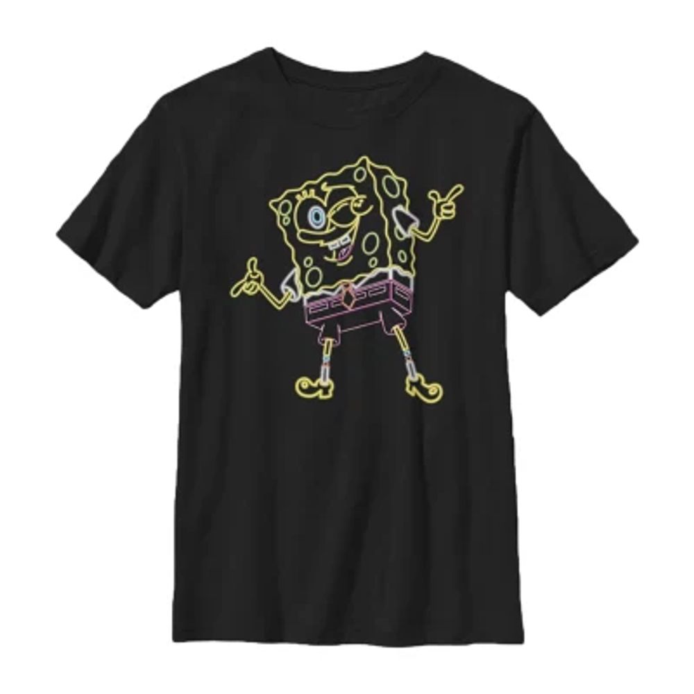 Little & Big Kid Boys Crew Neck Short Sleeve Regular Fit Spongebob Graphic T-Shirt