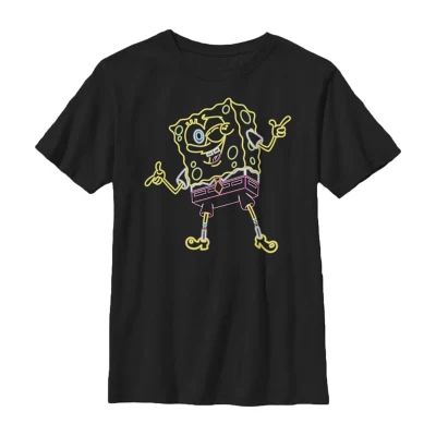 Little & Big Kid Boys Crew Neck Short Sleeve Regular Fit Spongebob Graphic T-Shirt