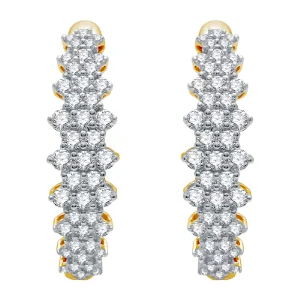 H-I / I1) Womens 1 CT. T.W. Lab Grown White Diamond 10K White Gold 21.9mm Hoop Earrings