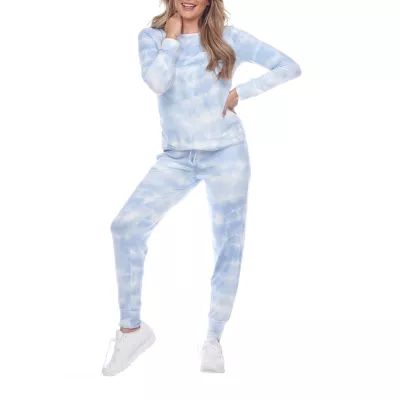 White Mark Womens Crew Neck Long Sleeve 2-pc. Pajama Sets