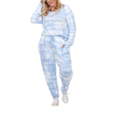 White Mark Womens Plus Long Sleeve Pant Pajama Set 2-pc.