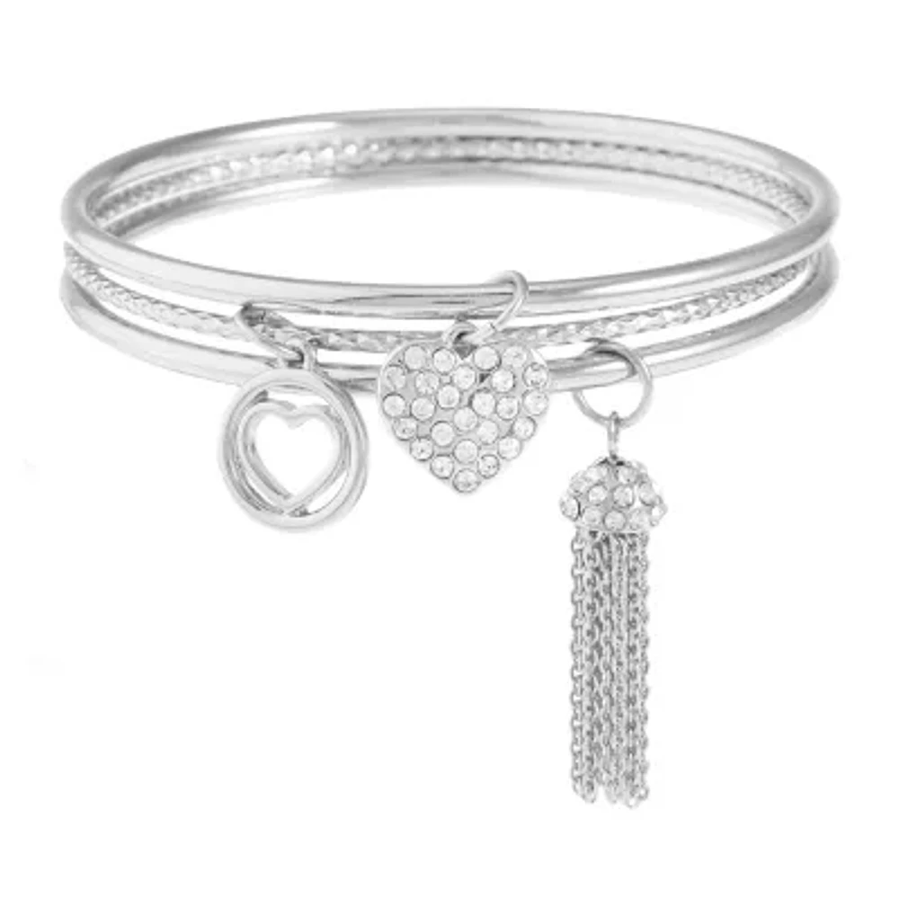 Mixit Silver Tone Womens 3-pc. White Bracelet Set