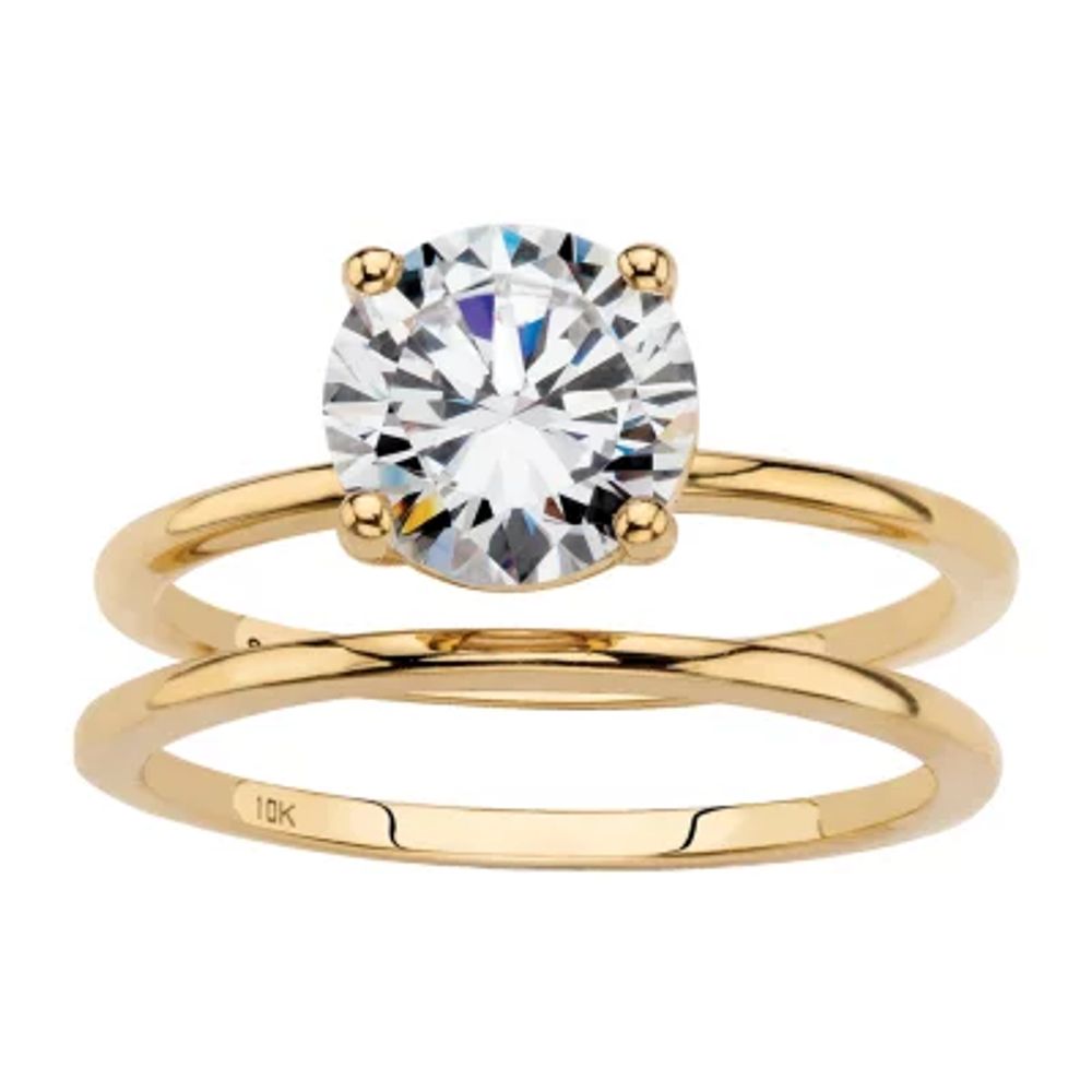 DiamonaArt Womens 2 CT. T.W. White Cubic Zirconia 10K Gold Round Bridal Set