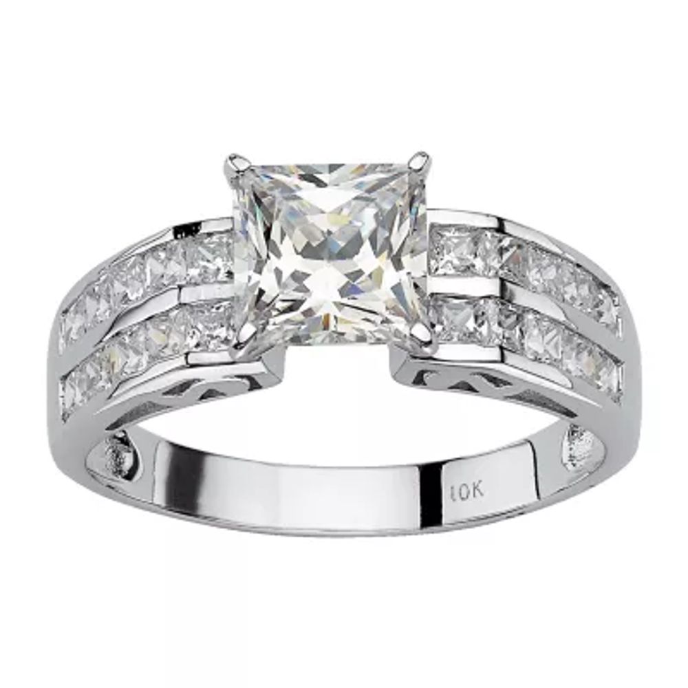 DiamonArt® Womens / CT. T.W. White Cubic Zirconia 10K Gold Square Engagement Ring