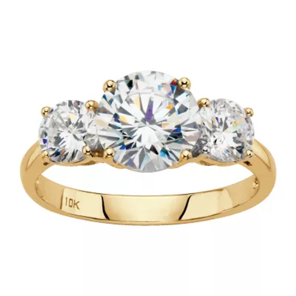 DiamonArt® Womens 3 CT. T.W. White Cubic Zirconia 10K Gold Round Engagement Ring